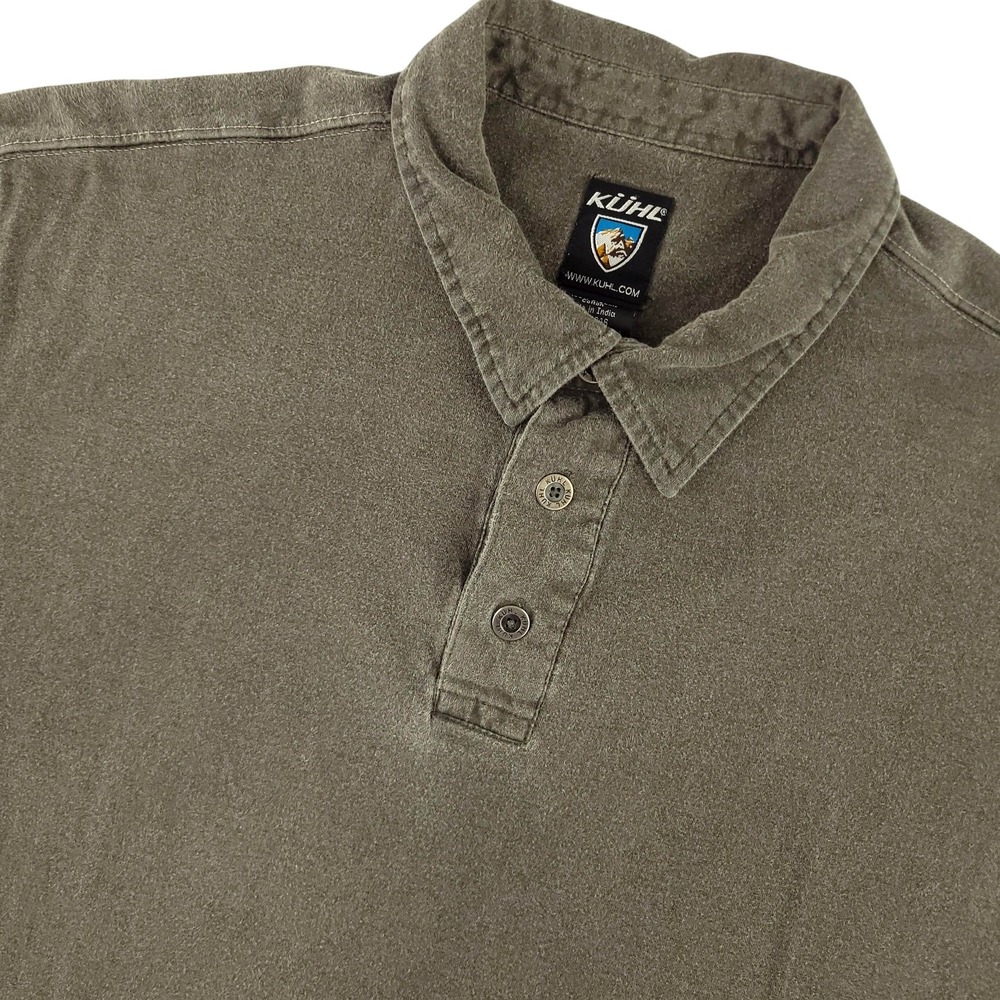 Kuhl Polo Shirt Mens XL Brown Solid Organic Cotton Hiking Casual Outdoor Top